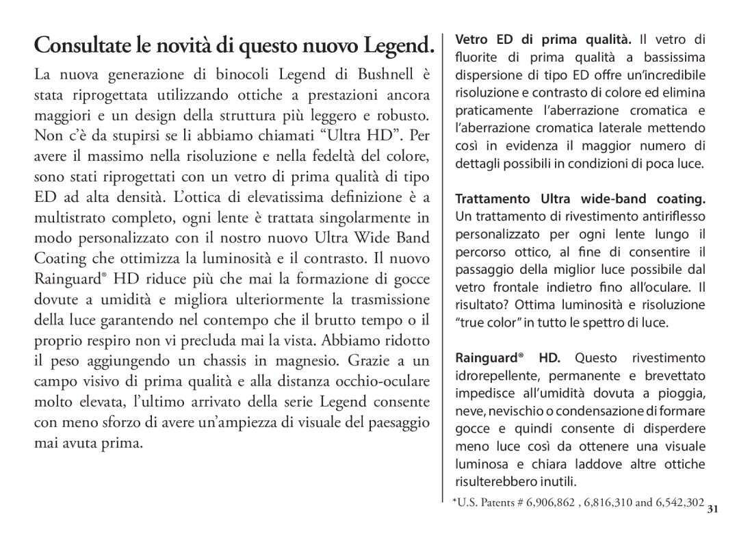 Bushnell 190125, 13-Jul manual Consultate le novità di questo nuovo Legend 