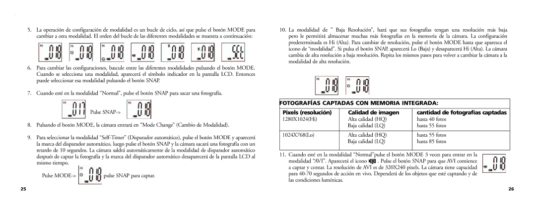 Bushnell 13-Nov manual Pulse Mode, Fotografías Captadas CON Memoria Integrada 