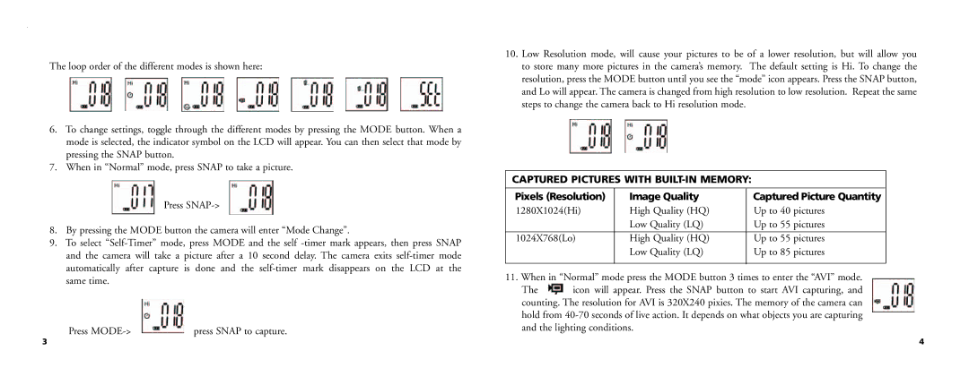 Bushnell 13-Nov manual Captured Pictures with BUILT-IN Memory, Pixels Resolution Image Quality Captured Picture Quantity 