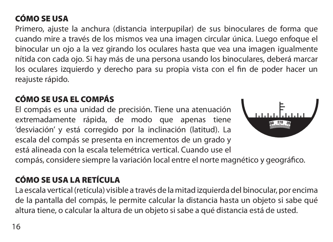 Bushnell 131226, 131225, 131056, 131054, 131250, 175007, 173507, 175012 Cómo SE USA EL Compás, Cómo SE USA LA Retícula 