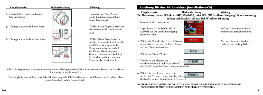 Bushnell 18-0832 instruction manual Anleitung für den PC-Anschluss Installations-CD 