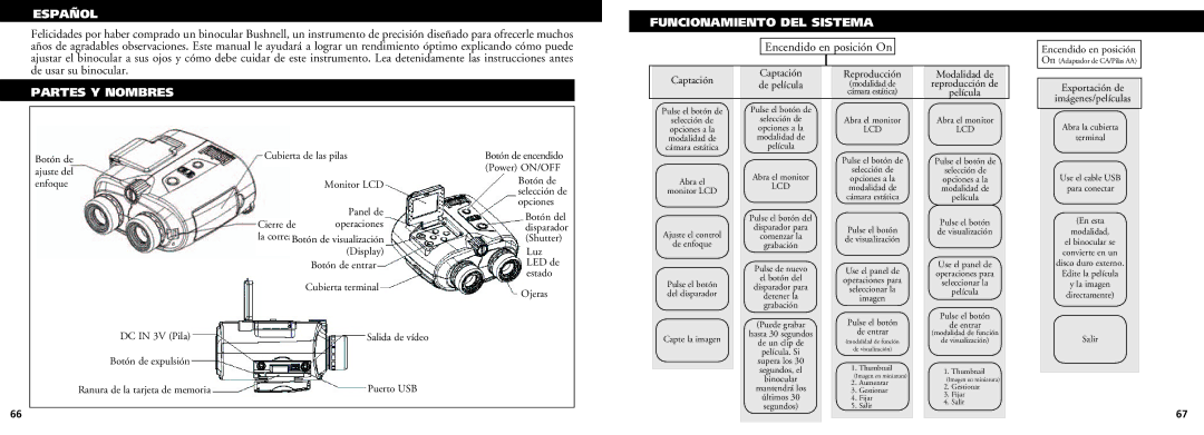 Bushnell 18-0832 Encendido en posición On, Captación Reproducción Modalidad de, Exportación de Imágenes/películas 