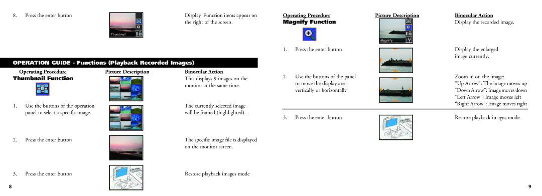 Bushnell 18-0832 instruction manual Operation Guide Functions Playback Recorded Images 