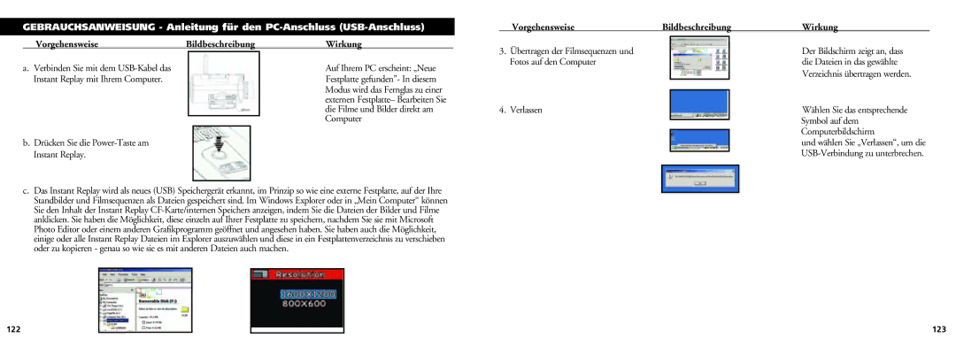 Bushnell 18-0832 instruction manual Fotos auf den Computer, Verzeichnis übertragen werden, 122 123 