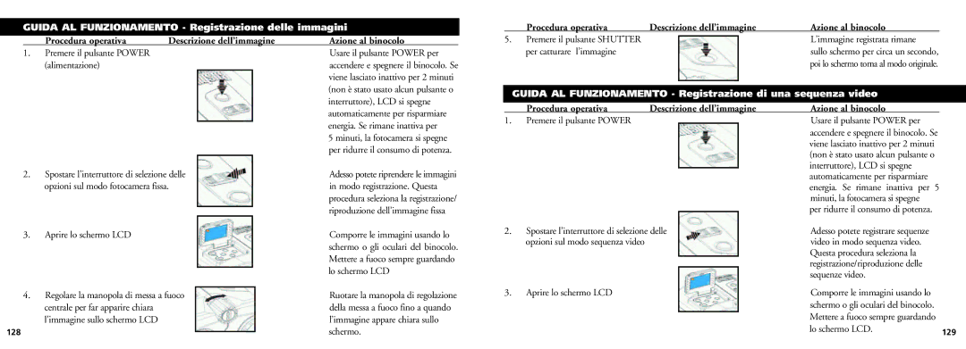 Bushnell 18-0832 instruction manual Guida AL Funzionamento Registrazione delle immagini, Lo schermo LCD 