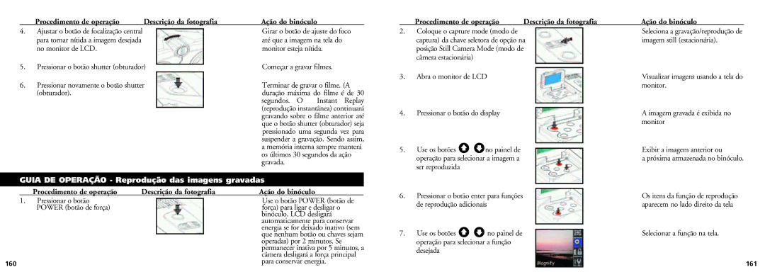 Bushnell 18-0832 instruction manual Guia DE Operação Reprodução das imagens gravadas 