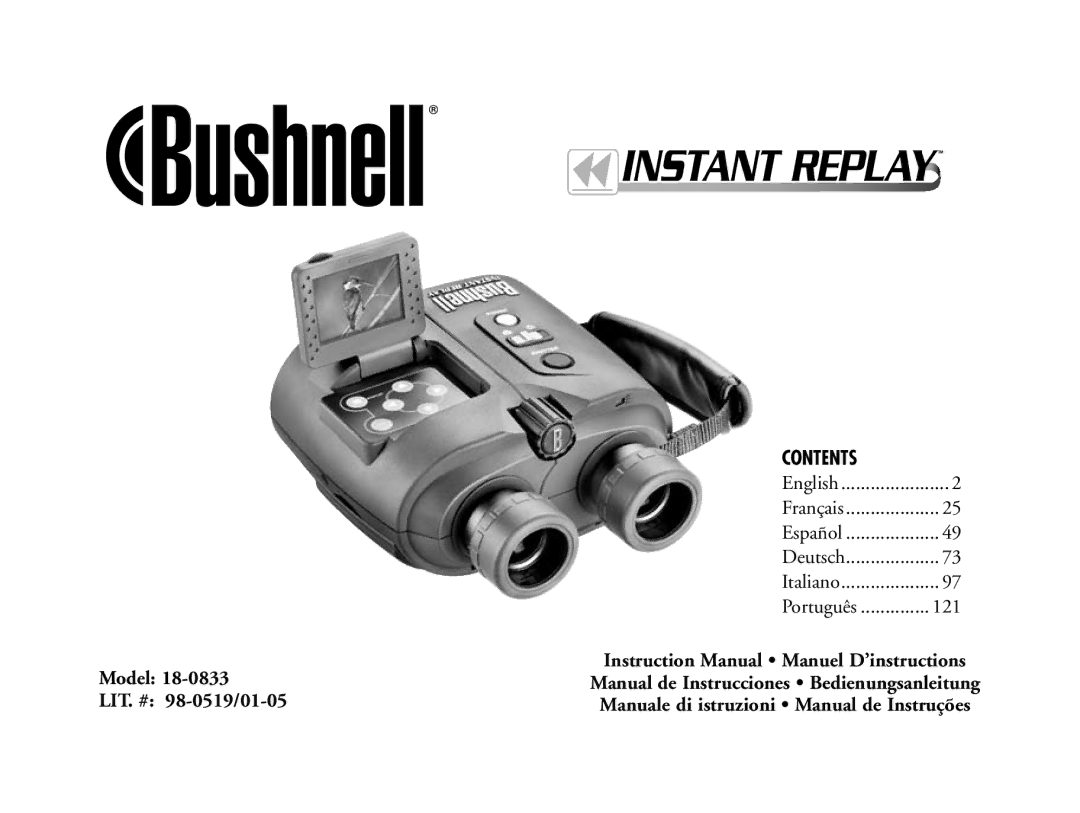 Bushnell 18-0833 instruction manual Contents 