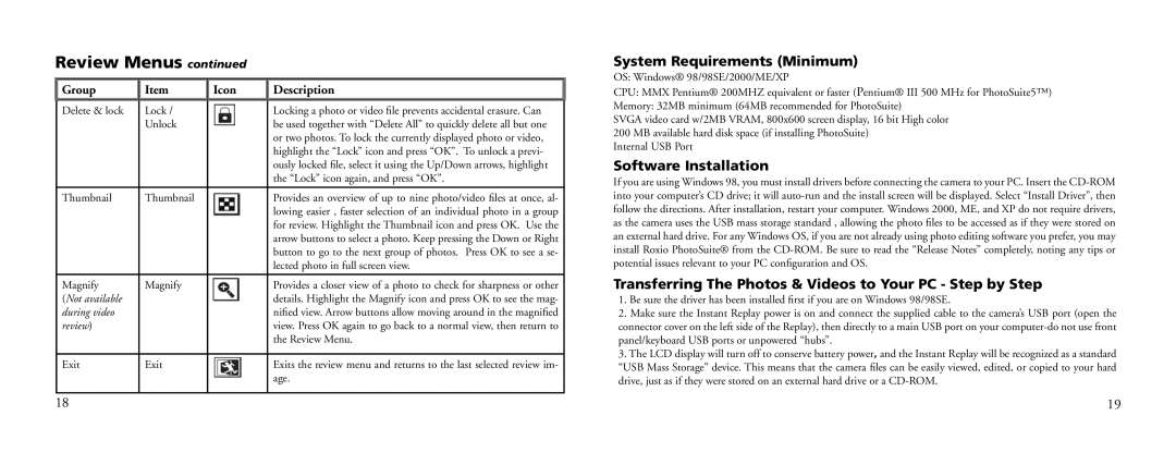 Bushnell 18-0833 instruction manual Review Menus, System Requirements Minimum, Software Installation 