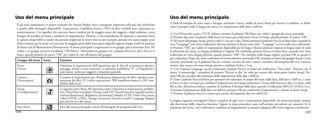 Bushnell 18-0833 instruction manual Uso del menu principale 