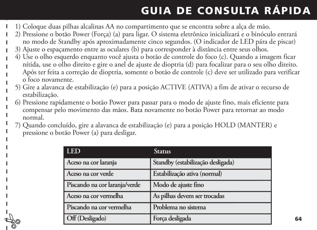 Bushnell 18-1035 manual StatusArancione, Modo de ajuste fino, Aceso na cor vermelha As pilhas devem ser trocadas 