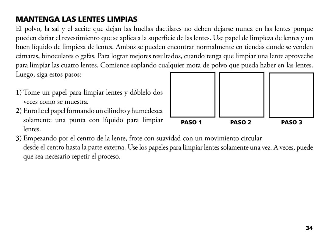 Bushnell 18-1035 manual Mantenga LAS Lentes Limpias, Veces como se muestra, Paso 