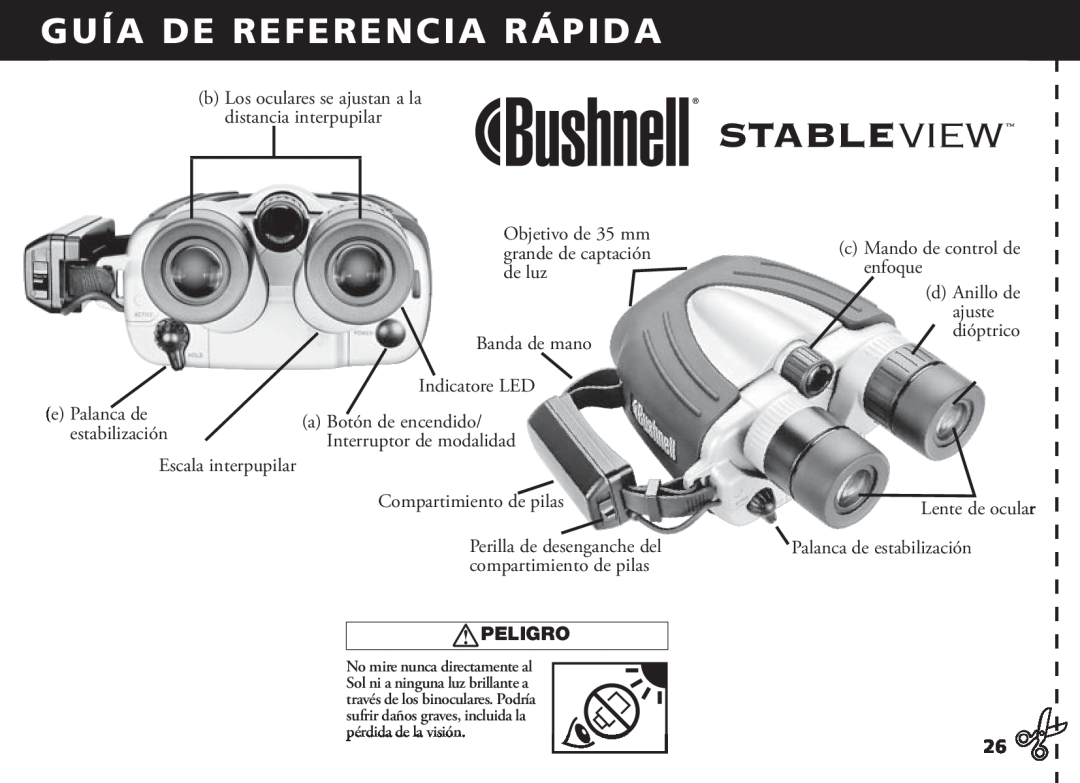 Bushnell 18-1035 manual Guía De Referencia Rápida, Peligro 