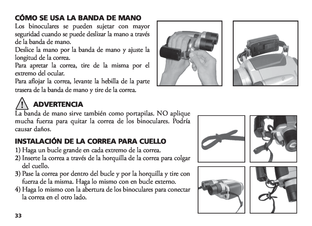Bushnell 18-1035 manual Advertencia, Instalación De La Correa Para Cuello 