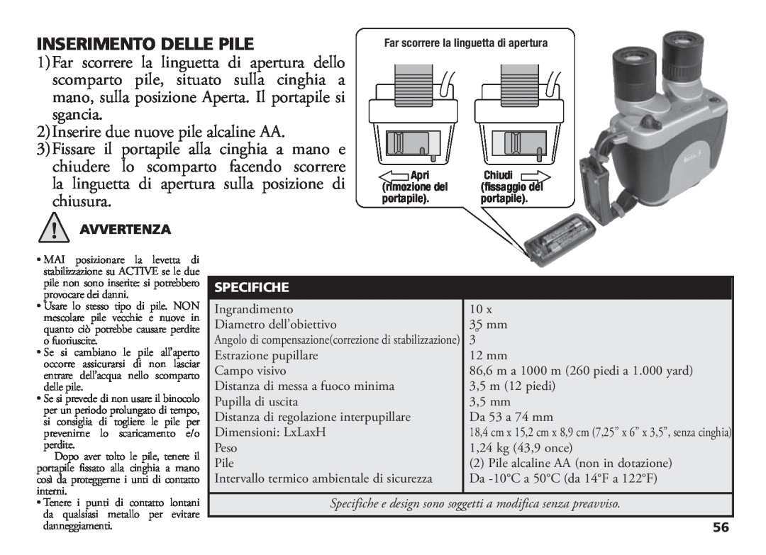 Bushnell 18-1035 manual Inserimento Delle Pile 