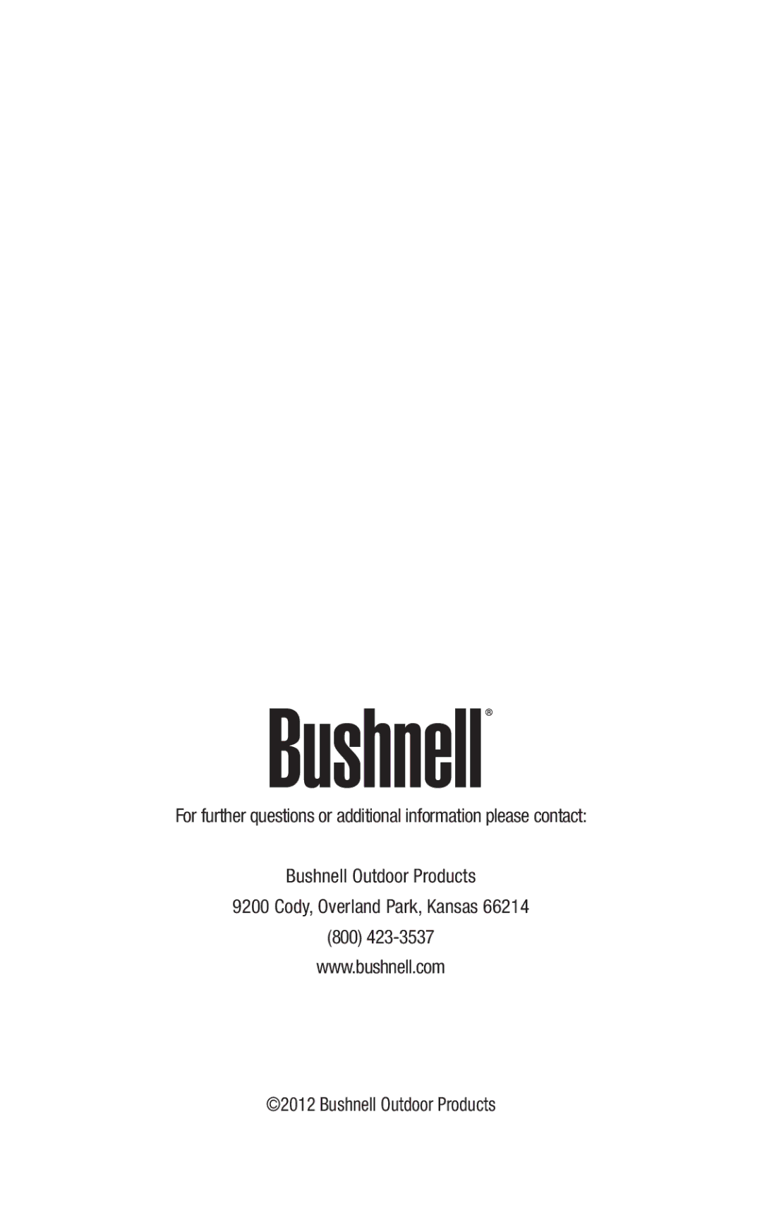 Bushnell 191144 instruction manual 