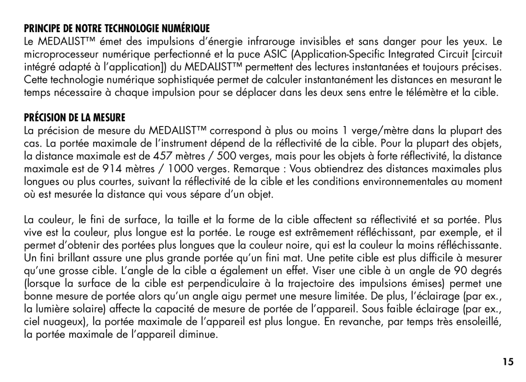 Bushnell 201355, 20-1354 manual Principe DE Notre Technologie Numérique, Précision DE LA Mesure 