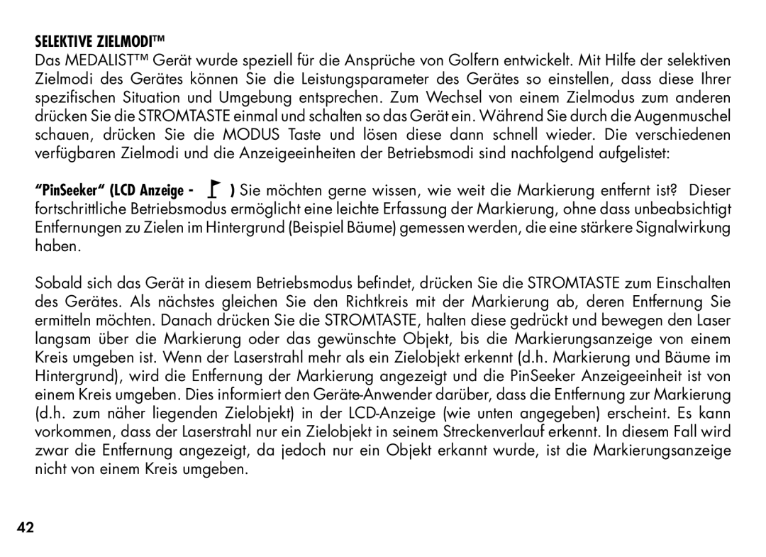 Bushnell 20-1354, 201355 manual Selektive Zielmodi 