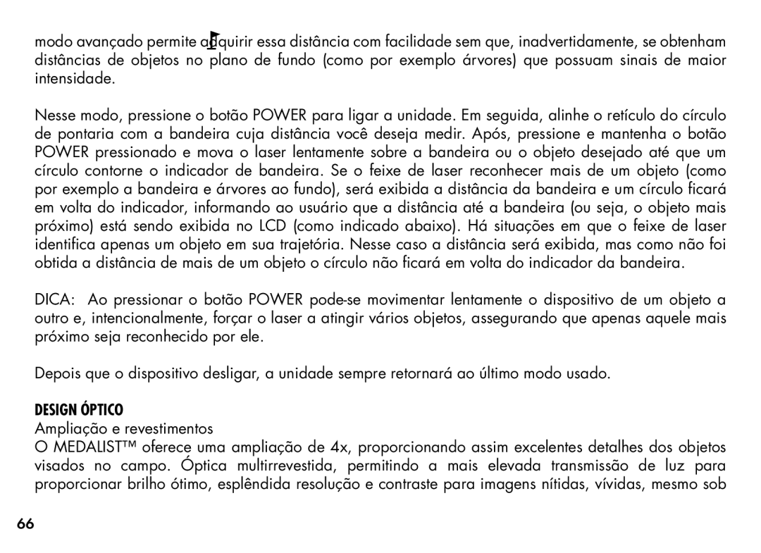 Bushnell 20-1354, 201355 manual Design Óptico, Ampliação e revestimentos 