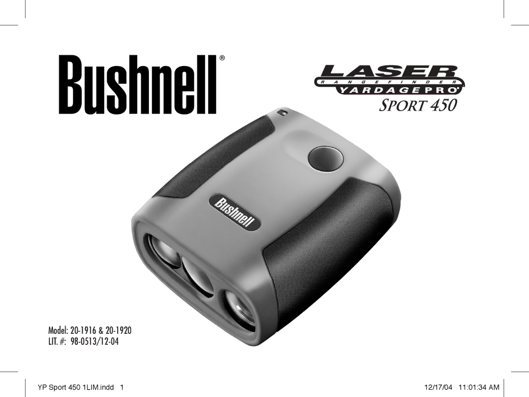 Bushnell 20-1920 manual Model 20-1916 LIT. # 98-0513/12-04 