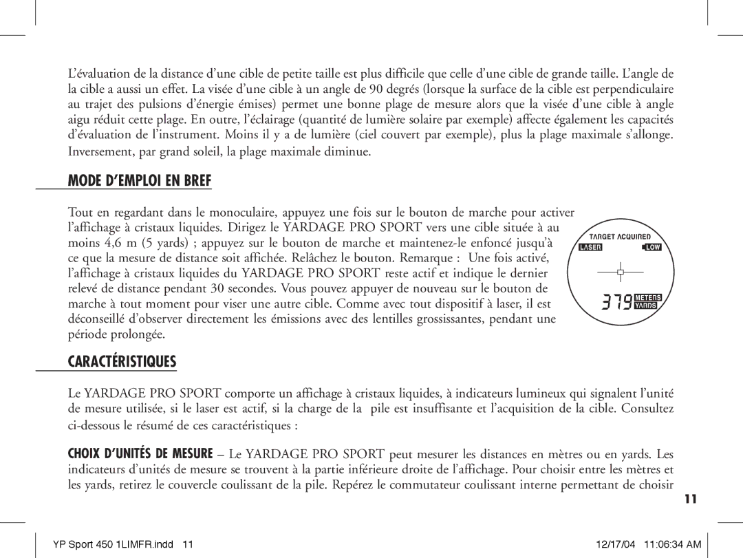 Bushnell 20-1920, 20-1916 manual Mode D’EMPLOI EN Bref, Caractéristiques 