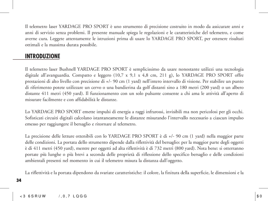 Bushnell 20-1916, 20-1920 manual Introduzione 