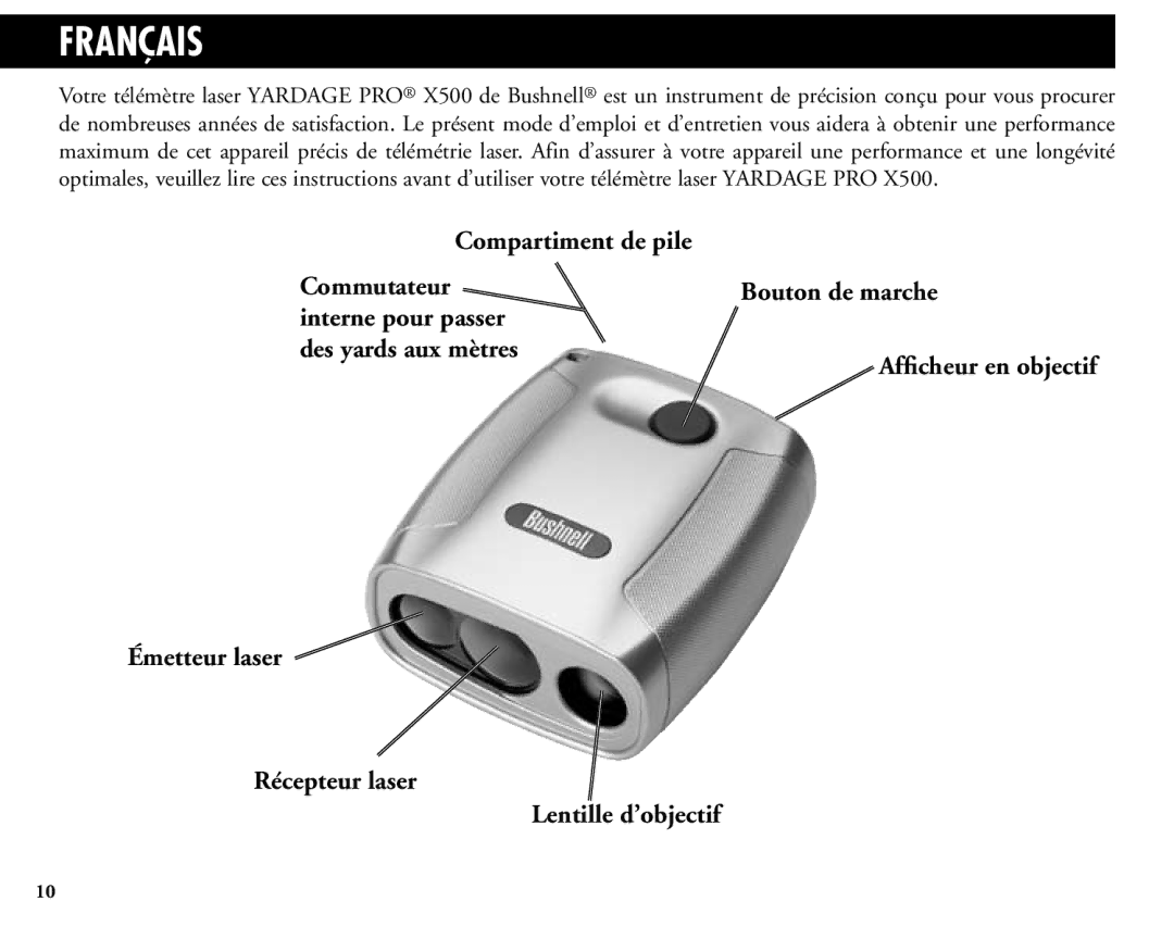 Bushnell 20-1925 manual Français 