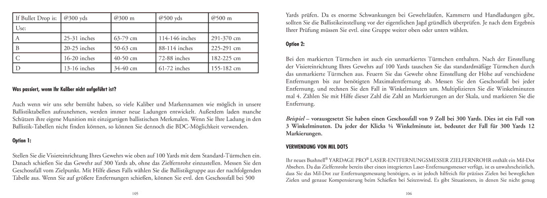 Bushnell 20-4124EU manual Verwendung VON MIL Dots 