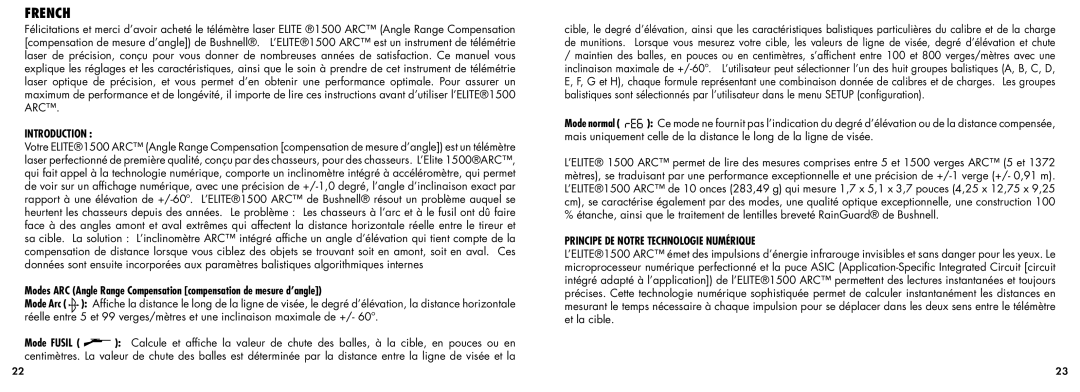 Bushnell 20-5101 manual French, Principe DE Notre Technologie Numérique 