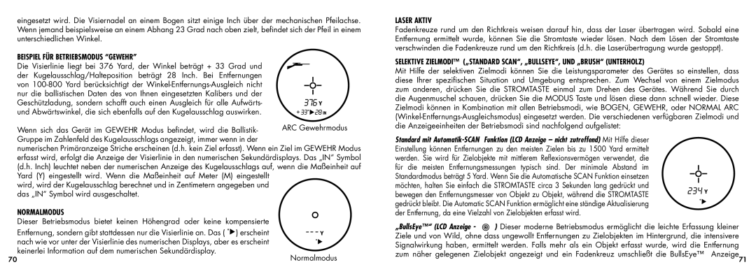 Bushnell 20-5101 manual Beispiel für Betriebsmodus Gewehr, Normalmodus, Erscheint, Laser Aktiv 