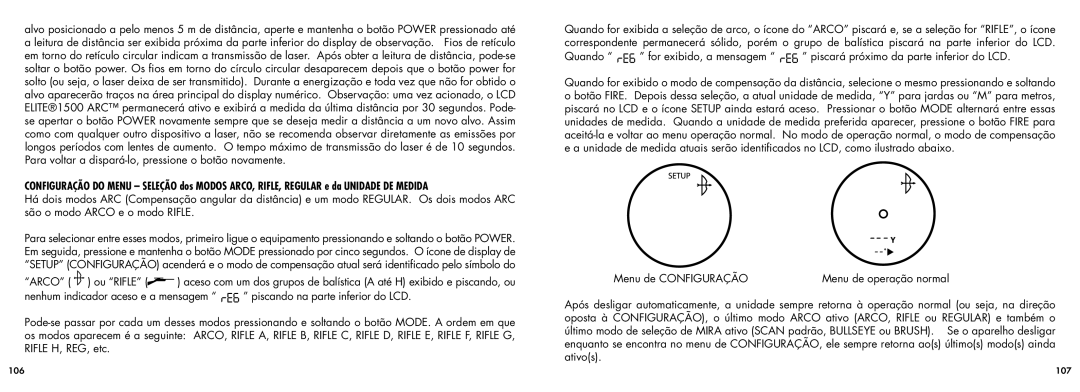 Bushnell 20-5101 manual Menu de Configuração 