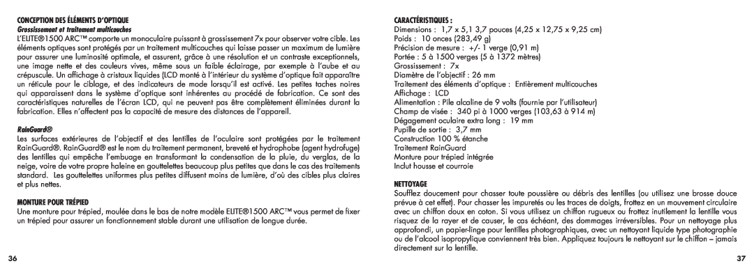 Bushnell 20-5101 manual Conception Des Éléments D’Optique, Grossissement et traitement multicouches, Monture Pour Trépied 
