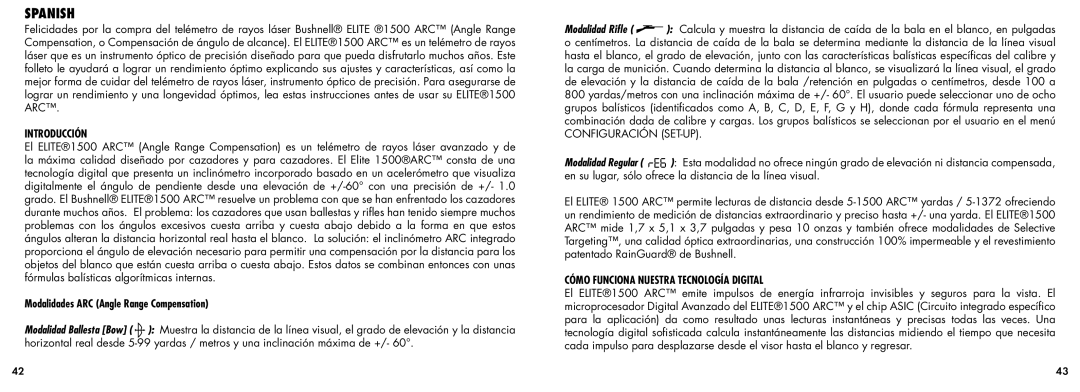 Bushnell 20-5101 Spanish, Introducción, Modalidades ARC Angle Range Compensation, Cómo Funciona Nuestra Tecnología Digital 