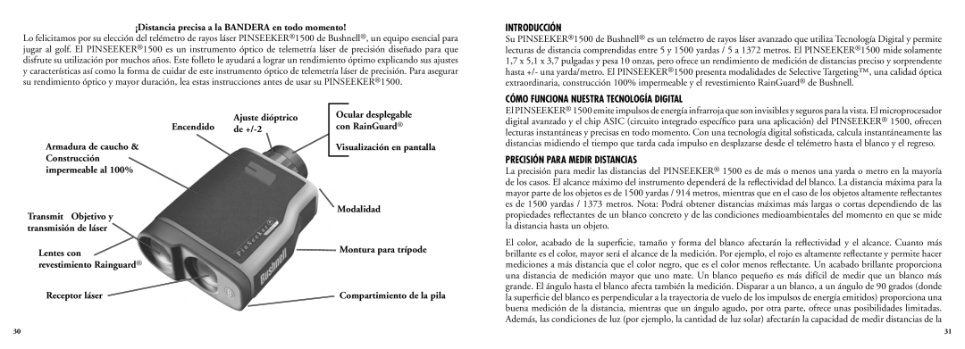 Bushnell 20-5102, 20-5103 manual Introducción, Cómo Funciona Nuestra Tecnología Digital, Precisión Para Medir Distancias 