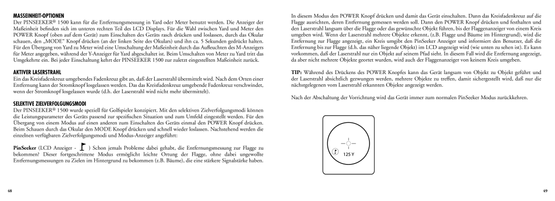 Bushnell 20-5102, 20-5103 manual Masseinheit-Optionen, Aktiver Laserstrahl, Selektive Zielverfolgungsmodi 