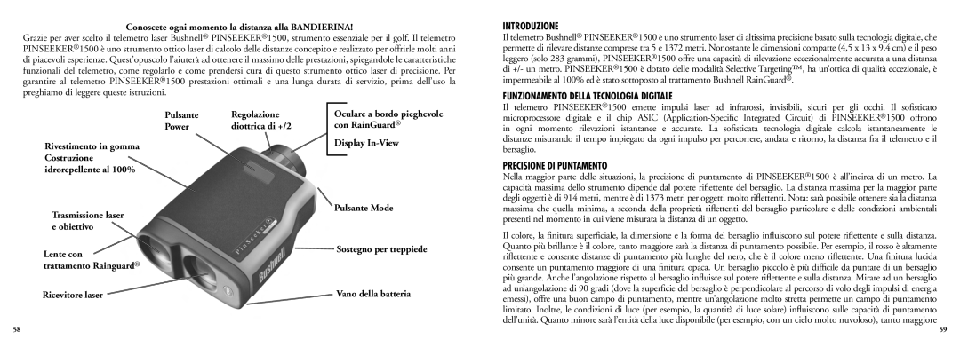 Bushnell 20-5102, 20-5103 manual Introduzione, Funzionamento Della Tecnologia Digitale, Precisione DI Puntamento 