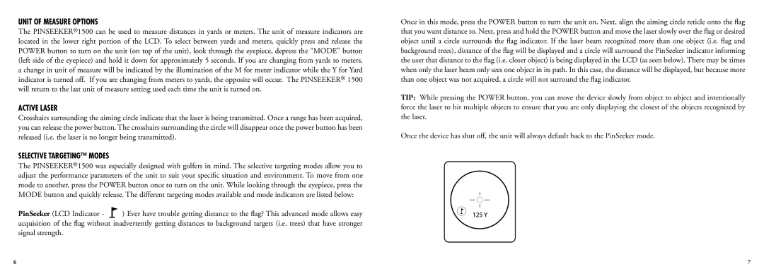 Bushnell 20-5102, 20-5103 manual Unit of Measure Options, Active Laser, Selective Targeting Modes 