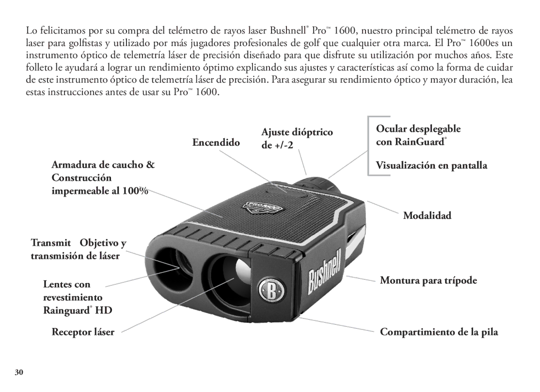 Bushnell 98-1342/12-08, 20 5106, 20 5105 manual Ajuste dióptrico Encendido de +/-2, Visualización en pantalla Modalidad 