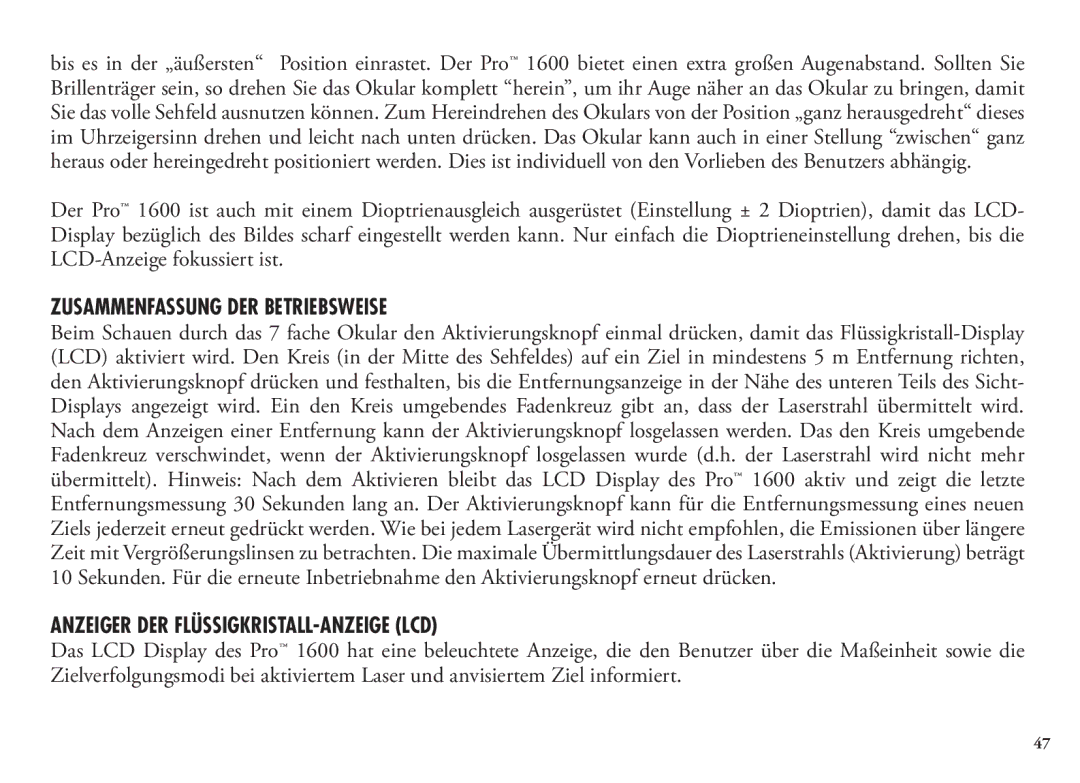 Bushnell 20 5105, 20 5106, 98-1342/12-08 manual Zusammenfassung DER Betriebsweise, Anzeiger DER FLÜSSIGKRISTALL-ANZEIGE LCD 