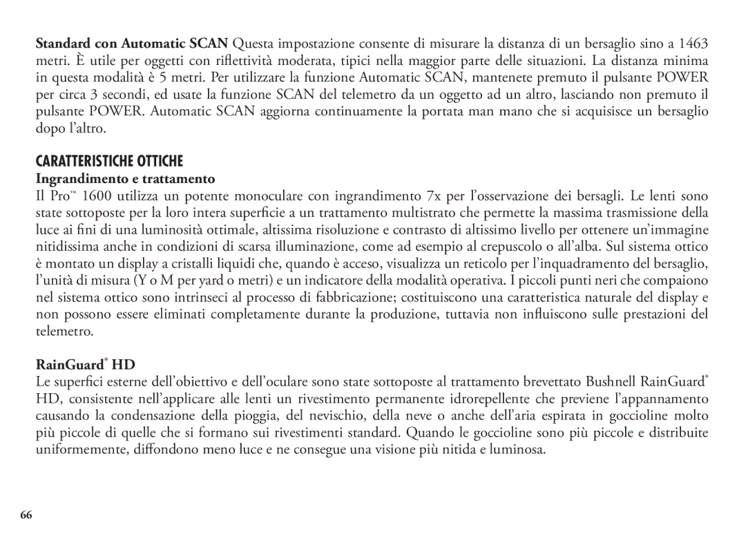 Bushnell 98-1342/12-08, 20 5106, 20 5105 manual Caratteristiche Ottiche, Ingrandimento e trattamento 