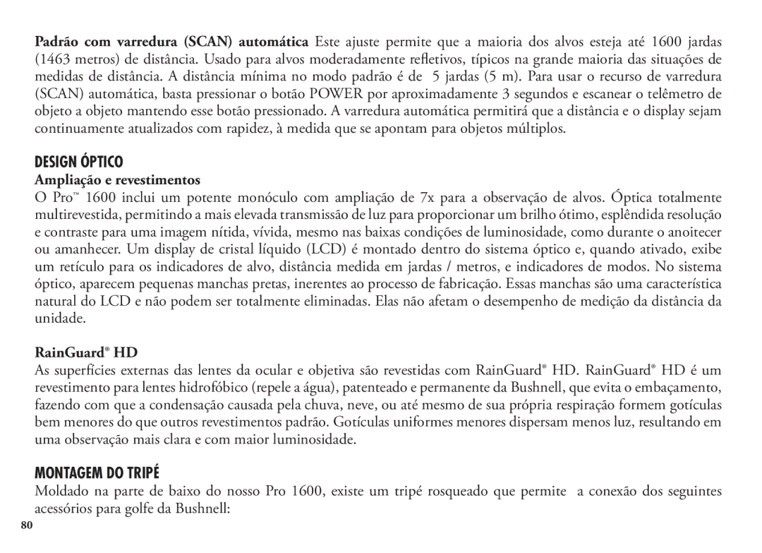 Bushnell 20 5105, 20 5106, 98-1342/12-08 manual Design Óptico, Ampliação e revestimentos, Montagem do Tripé 