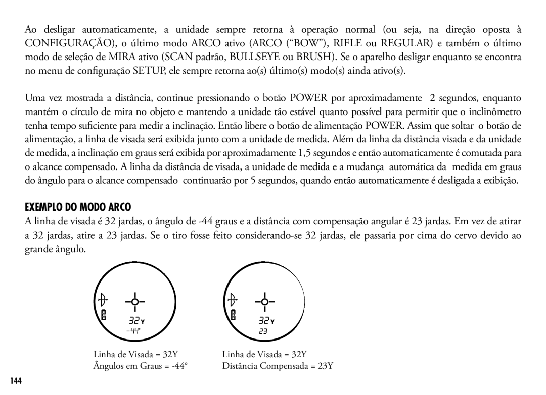 Bushnell 201042, 201250 manual Exemplo do Modo Arco 