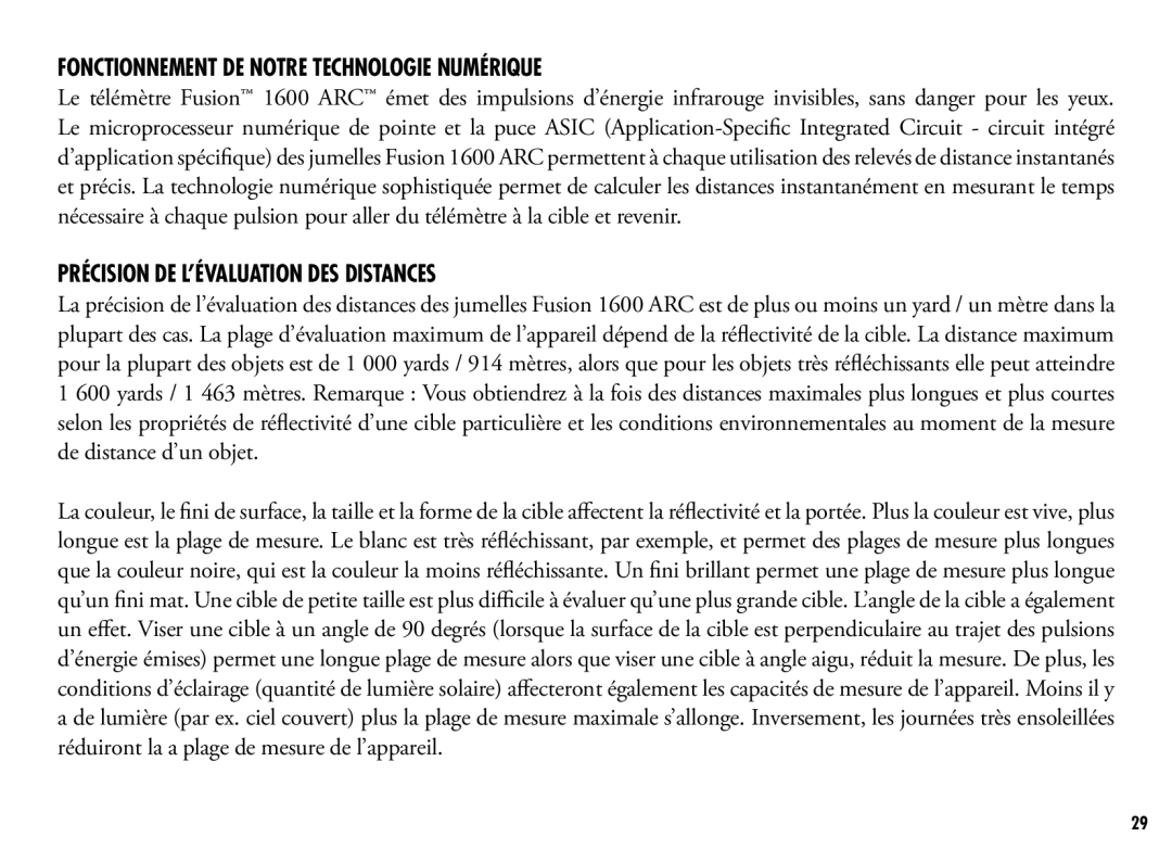 Bushnell 201250, 201042 manual Fonctionnement DE Notre Technologie Numérique, Précision DE L’ÉVALUATION DES Distances 