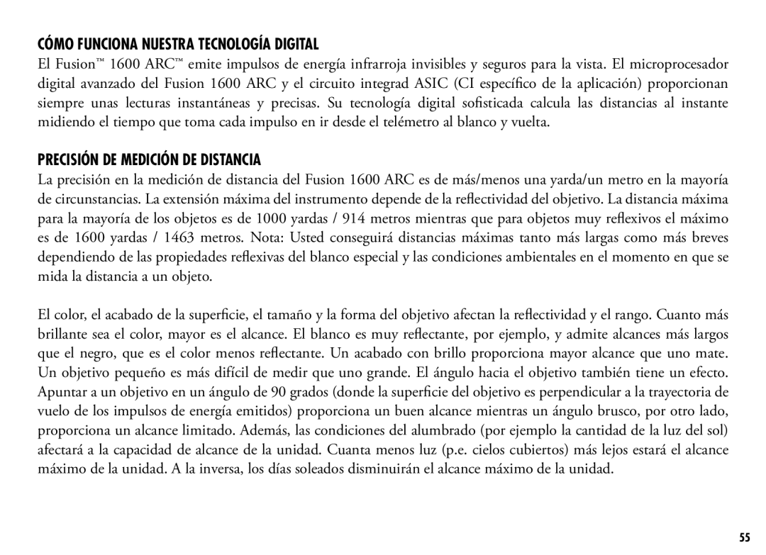 Bushnell 201250, 201042 manual Cómo Funciona Nuestra Tecnología Digital, Precisión DE Medición DE Distancia 