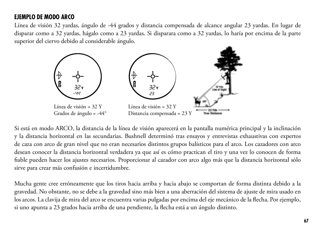 Bushnell 201250, 201042 manual Ejemplo DE Modo Arco 