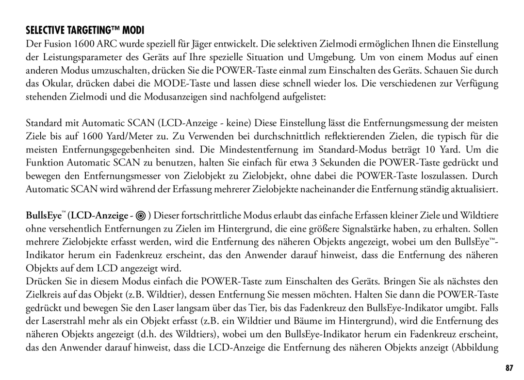 Bushnell 201250, 201042 manual Selective Targeting Modi 