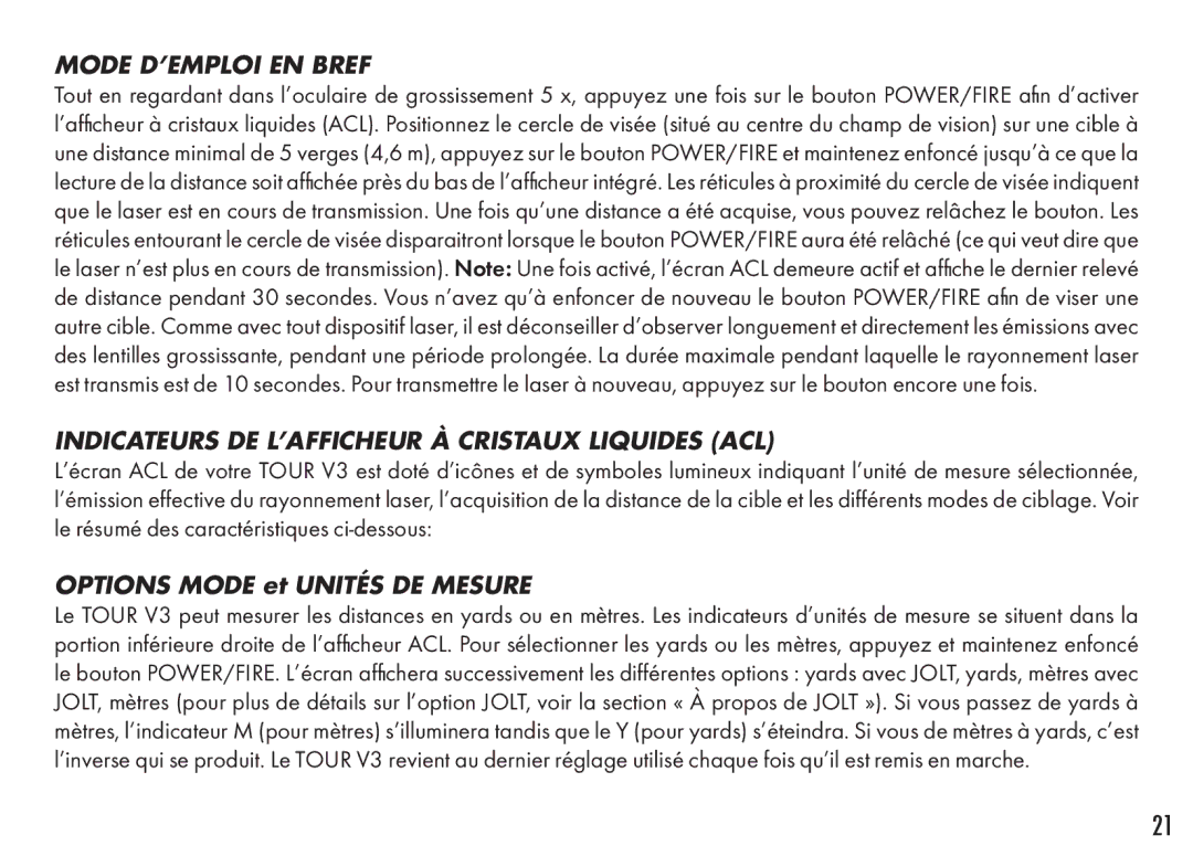 Bushnell 201360, 201361 manual Mode D’EMPLOI EN Bref, Indicateurs DE L’AFFICHEUR À Cristaux Liquides ACL 