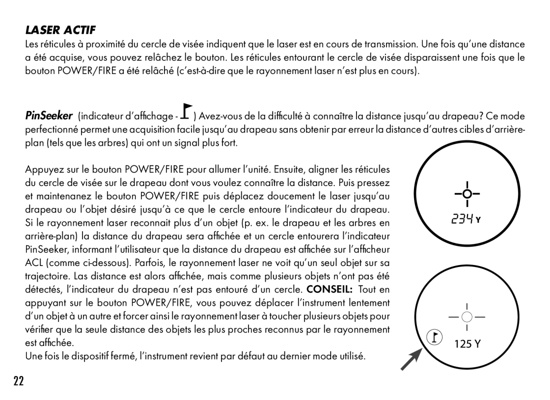 Bushnell 201361, 201360 manual Laser Actif 