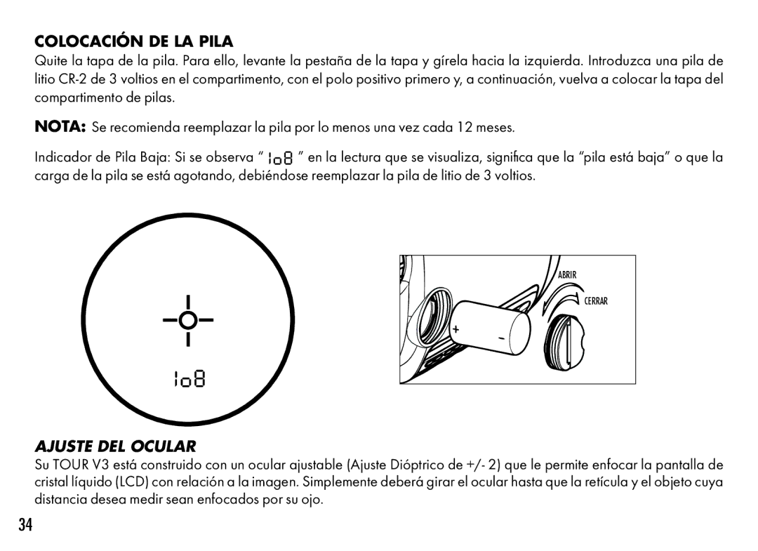 Bushnell 201361, 201360 manual Colocación DE LA Pila, Ajuste DEL Ocular 