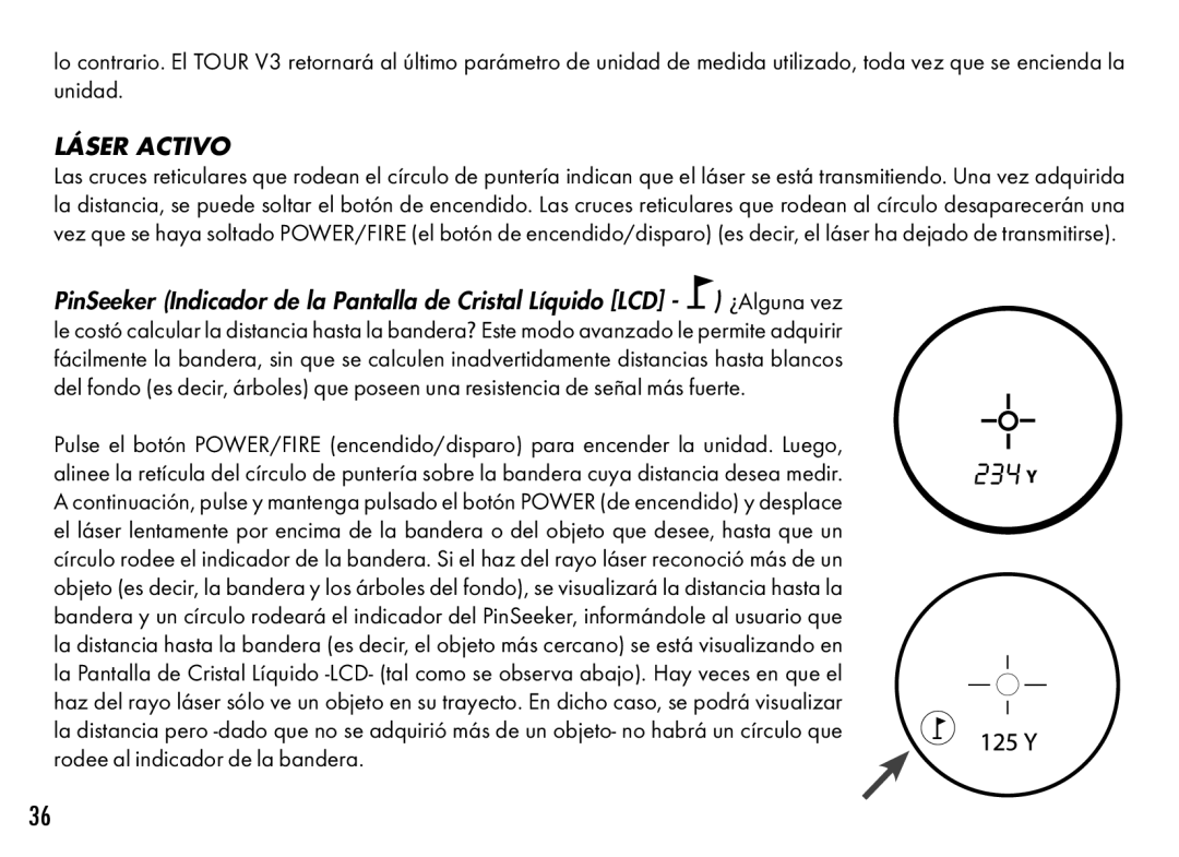 Bushnell 201361, 201360 manual Láser Activo 
