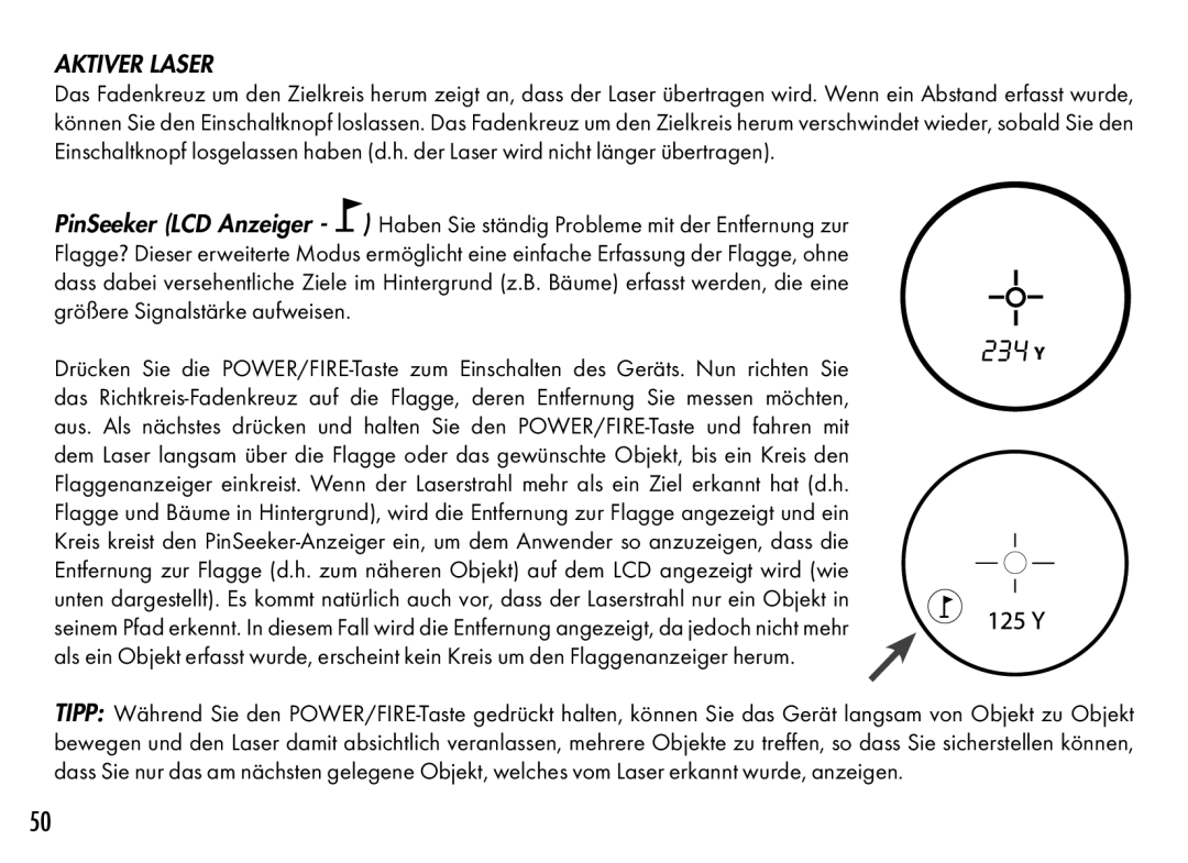 Bushnell 201361, 201360 manual Aktiver Laser 